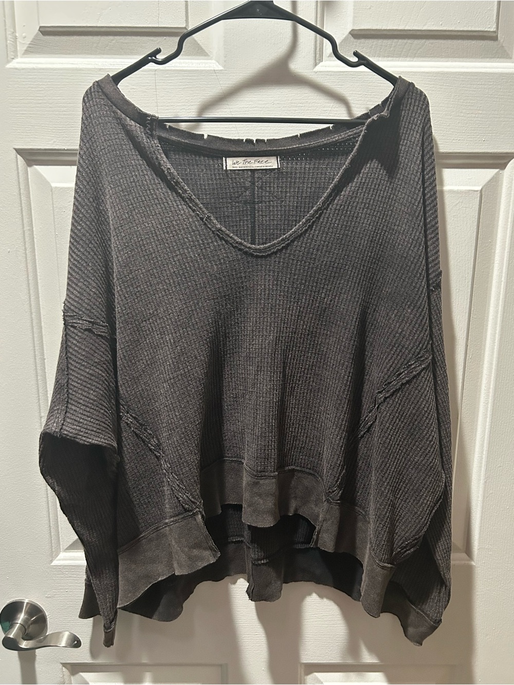 We The Free by Free People Buttercup Thermal Waffle Knit V-Neck Pullover Top